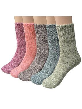 Womens Wool Socks Warm Winter Boot Socks Cozy Crew Thick Soft 5 Pack Gift